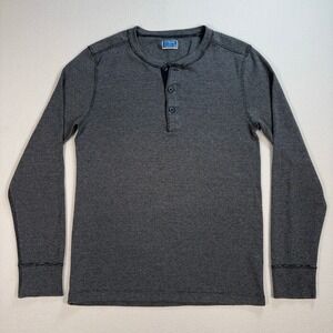 J.Crew Twisted Rib Henley Shirt Men's‎ S Gray 100% Cotton Long Sleeve C7935